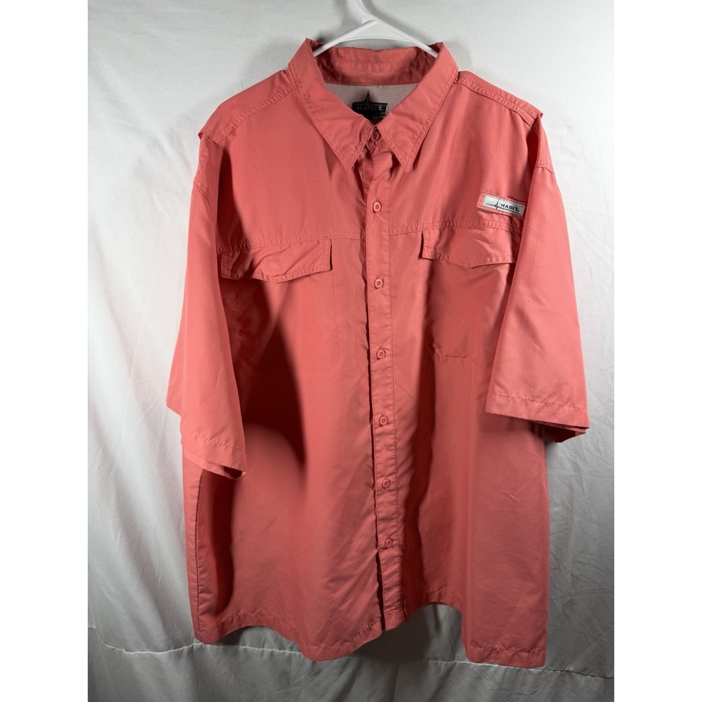 Habit Outdoors Fishing Shirt Mens 2XL Coral Pink Short Sleeve Ventilated PFG Sty